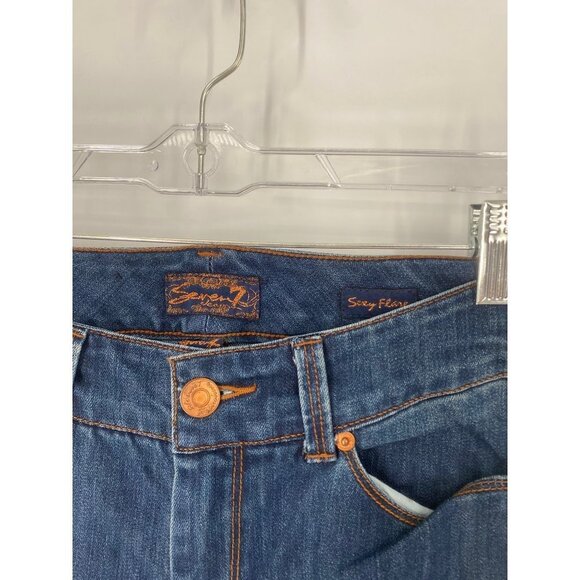 Seven For All Mankind Jeans Sexy Flare Jeans BOHO Hippie DARK WASH SIZE 28 - Picture 4 of 5